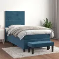 cadre de lit avec matelas Bleu foncé 90x190 cm