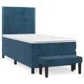 cadre de lit avec matelas Bleu foncé 90x190 cm