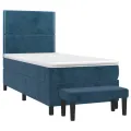 cadre de lit avec matelas Bleu foncé 90x190 cm