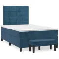 cadre de lit et matelas Bleu foncé 120x200cm Velours