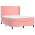 cadre de lit avec matelas Rose 140x200 cm Velours