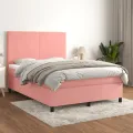 cadre de lit avec matelas Rose 140x200 cm Velours