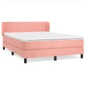 cadre de lit avec matelas Rose 140x200 cm Velours