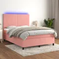 cadre de lit et matelas LED Rose 140x200 cm Velours