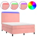 cadre de lit et matelas LED Rose 140x200 cm Velours
