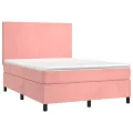 cadre de lit et matelas LED Rose 140x200 cm Velours