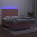 cadre de lit et matelas LED Rose 140x200 cm Velours