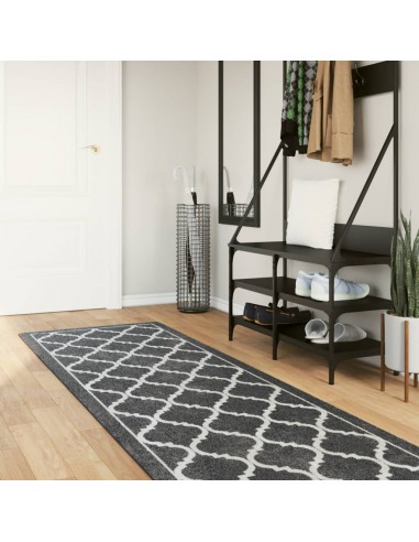 Tapis lavable noir et blanc 80x300 cm antidérapant