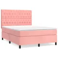 cadre de lit avec matelas Rose 140x200 cm Velours
