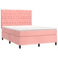 cadre de lit avec matelas Rose 140x200 cm Velours
