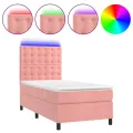 cadre de lit matelas et LED Rose 90x190 cm Velours