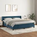 cadre de lit et matelas Bleu foncé 180x200cm Velours