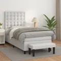 cadre de lit avec matelas Blanc 100x200cm Similicuir