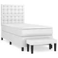 cadre de lit avec matelas Blanc 100x200cm Similicuir