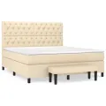 cadre de lit avec matelas Crème 160x200 cm Tissu