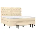 cadre de lit avec matelas Crème 160x200 cm Tissu