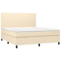cadre de lit et matelas et LED Crème 160x200cm Tissu
