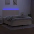 cadre de lit et matelas et LED Crème 160x200cm Tissu