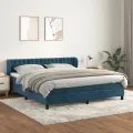 cadre de lit et matelas Bleu foncé 160x200cm Velours