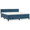 cadre de lit et matelas Bleu foncé 160x200cm Velours
