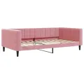 Lit de jour avec lit gigogne et matelas rose 100x200 cm velours