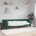 Lit de jour avec matelas vert foncé 90x200 cm velours