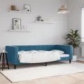 Lit de repos sans matelas bleu 90x200 cm velours
