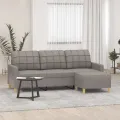 Canapé à 3 places avec repose-pieds Taupe 180 cm Tissu