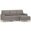 Canapé à 3 places avec repose-pieds Taupe 180 cm Tissu