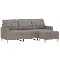 Canapé à 3 places avec repose-pieds Taupe 180 cm Tissu