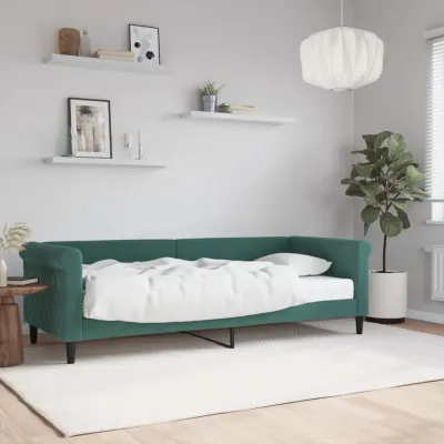Lit de jour avec matelas vert foncé 80x200 cm velours