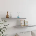 Étagères murales flottantes 2 pcs gris béton 80x23,5x3,8 cm MDF