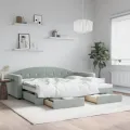 Lit de jour avec gigogne et tiroirs sans matelas 90x200 cm