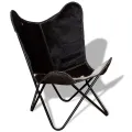 Chaise papillon noir et blanc cuir de vache