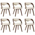 Chaises à manger lot de 6 crème bois courbé et similicuir