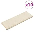 Tapis d'escalier 10 pcs 65x21x4 cm Blanc