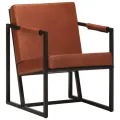 Fauteuil marron cuir véritable