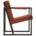 Fauteuil marron cuir véritable