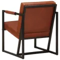 Fauteuil marron cuir véritable