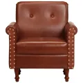 Chaise cabriolet marron cuir véritable