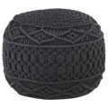 Pouf fait à la main en macramé Anthracite 45x30 cm Coton