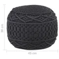 Pouf fait à la main en macramé Anthracite 45x30 cm Coton