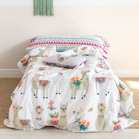 Duvet cover set HappyFriday Moshi Moshi Cute Llamas Multicolour 2 Piec