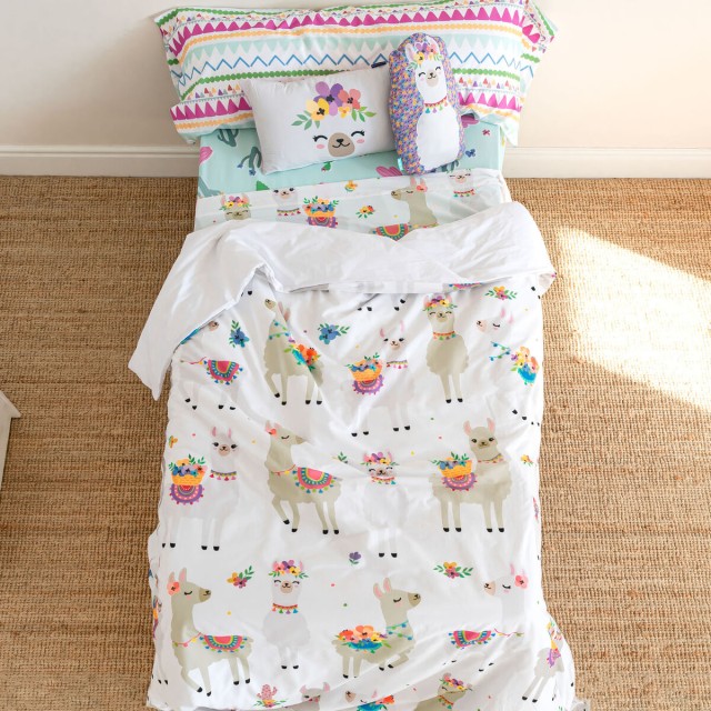 Parure de couette HappyFriday Moshi Moshi Cute Llamas Multicouleur 2 P