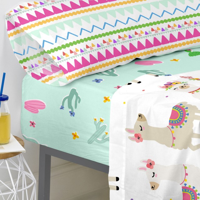 Fitted bottom sheet HappyFriday Moshi Moshi Cute Llamas Multicolour 10