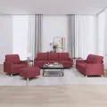 Ensemble de canapés 4 pcs avec coussins Rouge bordeaux Tissu