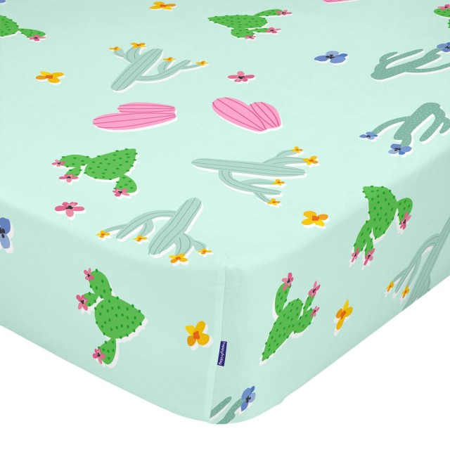 Fitted sheet HappyFriday MOSHI MOSHI Multicolour Light Green 60 x 120