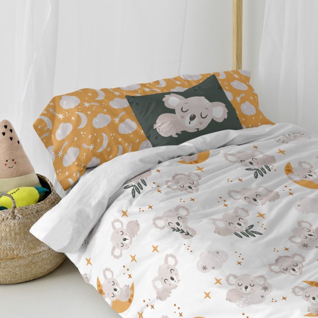 Parure de couette HappyFriday Moshi Moshi Baby Koala Multicouleur Lit