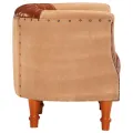 Chaise cabriolet marron cuir véritable bois de manguier massif