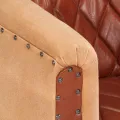 Chaise cabriolet marron cuir véritable bois de manguier massif